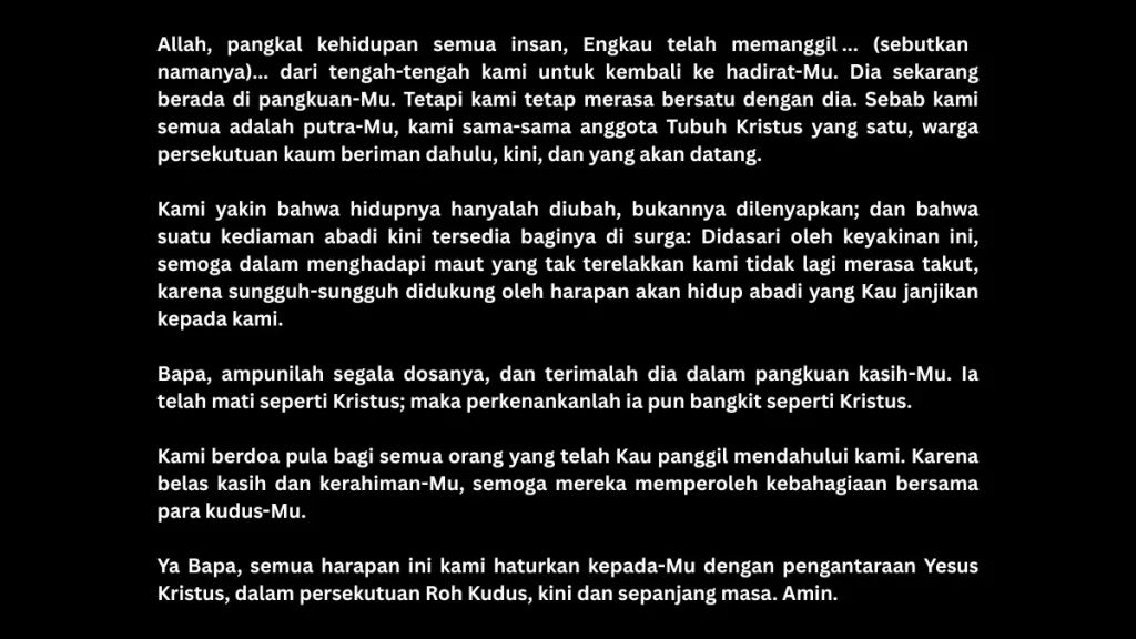 doa bagi anggota keluarga yang telah meninggal, puji syukur 169
